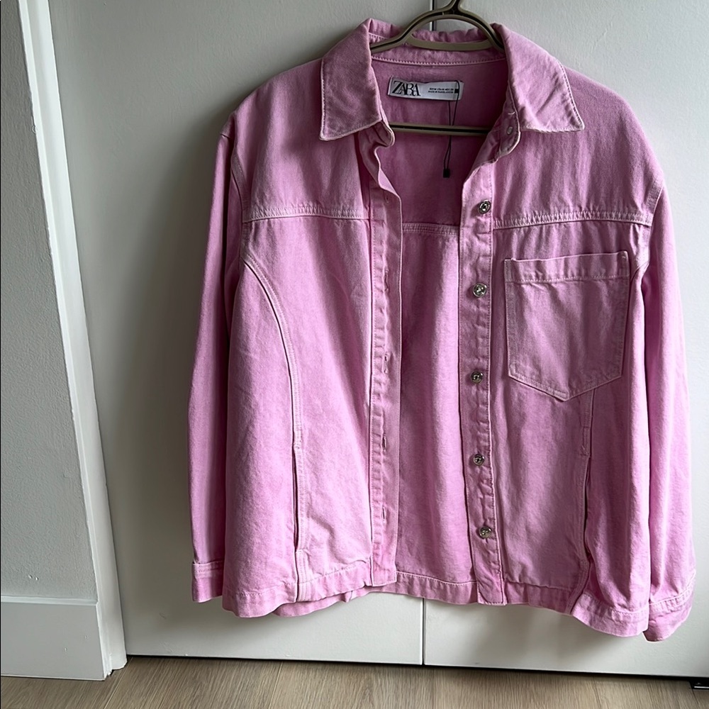 Zara pink denim jacket size Medium
